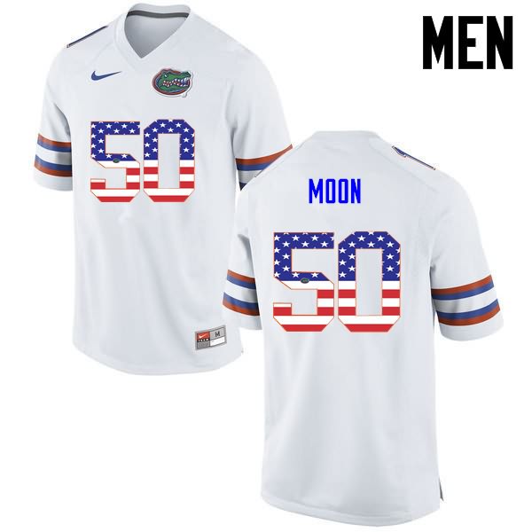 NCAA Florida Gators Jeremiah Moon Men's #50 USA Flag Fashion Nike White Stitched Authentic College Football Jersey CKP6464PC